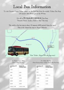 a bus timetable with a diagram of the local bus information at Full 7 bedroom house Nozawa Onsen in Iiyama