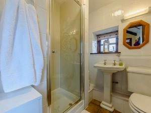 une salle de bain avec une douche, des toilettes et un lavabo dans l'établissement 2 Bed in Rhossilli 89302, à Rhossili 27 autres photos