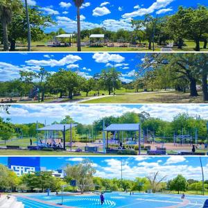 a collage of three pictures of a park at Walk to Everything! Brand New Box Hill 1-Bed Gem in Box Hill