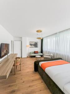 Ένα ή περισσότερα κρεβάτια σε δωμάτιο στο Modern and Elegant 1BR Apartment City Center