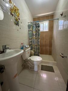 ein Badezimmer mit Toilette, Waschbecken und Dusche in der Unterkunft Cuarto amoblado, Arraijan 