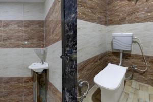 ゴーラクプルにあるSuper Hotel O Medical College Basaratpur Gorakhpurのバスルーム(トイレ、洗面台付)の写真2枚