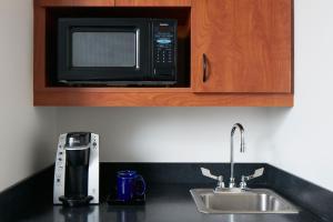 a kitchen counter with a sink and a microwave at Central Loop Hotel in Chicago