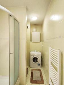 a small bathroom with a washing machine in it at Ubytovanie v centre s garážovým státím in Piešťany