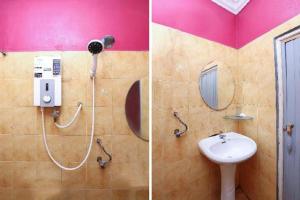two pictures of a bathroom with a sink and a toilet at OYO 89892 Hotel Jeli Inn in Kampong Bukit Susun +33 photos