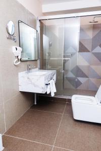 a bathroom with a sink and a toilet at 38 on Boulders Hotel in Gaborone