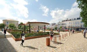 a rendering of a park with people walking around at Charmant T2 centre ville N 4 in Marmande