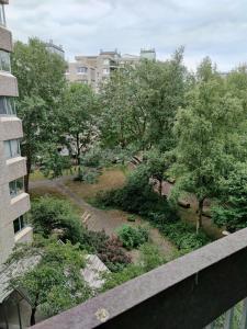 a view of a park with trees and buildings at Big apartment surrounded by nature in Amsterdam in Ons Belang