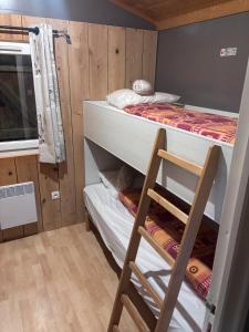 a room with two bunk beds and a ladder at Chalet montana 2- 4pers in Roquefeuil