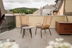 Rõdu või terrass majutusasutuses Urlaubsfreude Biedermann Haus Blumenglück - Vergissmeinnicht