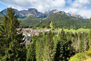 a town in a valley with mountains in the background at Appartamento Padola 72 in Padola