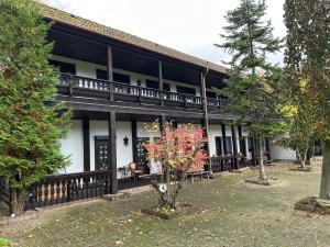a house with a tree in front of it at Motel Zur Festwiese in Gierstädt