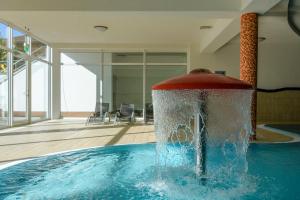 a fountain in the middle of a swimming pool at Schneeeule 201 in Granzow