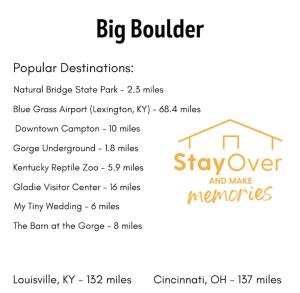 a list of the big boulder big boulder logo at Hot Tub & WiFi - Big Boulder - Red River Gorge KY in Rogers