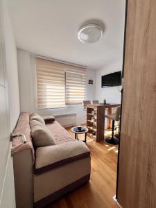 ズラティボールにあるApartman Todorovic Zlatiborのリビングルーム(ソファ、デスク付)