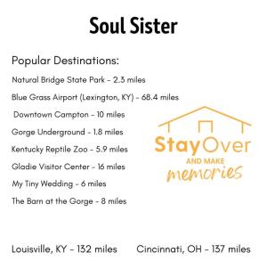 a screenshot of a menu for the south sister at WiFi & Waterfront - Soul Sister Red River Gorge KY in Rogers