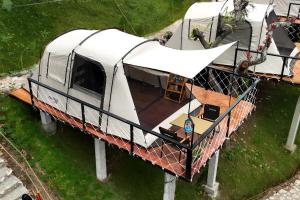 an aerial view of a luxury yacht with a tent at HeHa Sky Camping in Patuk