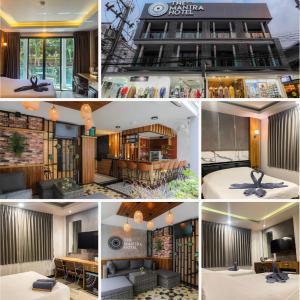 a collage of photos with a building and a room at The Mantra Hotel Kata Noi in Kata Beach