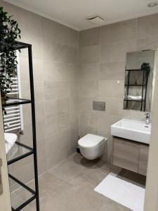 a bathroom with a toilet and a sink at Belgrade Waterfront Sky & River View Residences in Belgrade +33 photos