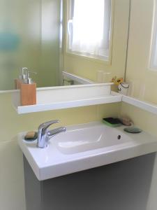 a bathroom with a sink and a mirror at Au Jardin Des Couleurs in Pierrefeu-du-Var