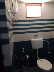 a bathroom with a toilet and a window at Tharissu potta farm stay in Kollengode +13 photos