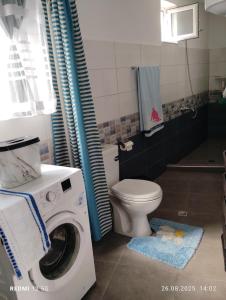 a bathroom with a washing machine and a toilet at Vila Marini in Lin