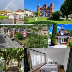 a collage of pictures of houses and a rainbow at Le petit Château Avesnois - Studio en rez-de-chaussée in Avesnes-sur-Helpe