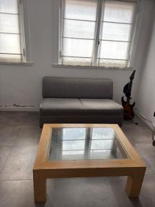 ein Wohnzimmer mit einer Couch und einem Couchtisch in der Unterkunft Departamento Roca in La Porteña