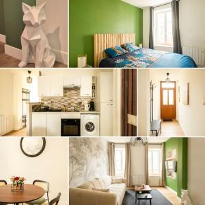 a collage of photos of a bedroom and a living room at Le Goupil in Chalon-sur-Saône +14 photos