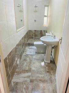 a bathroom with a sink and a toilet at PJ Guest House in Gqeberha
