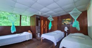イキトスにあるJacamar Lodge Expeditionsの部屋にベッドが2つある部屋