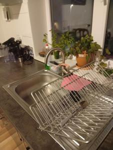 een gootsteen met een vaatrek erin bij B&Bestrada in Vaggeryd