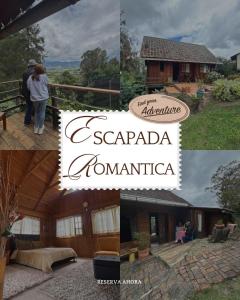 uma colagem de três imagens de uma casa em El Refugio del Pino Cabaña en Subachoque em Subachoque