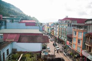an overhead view of a city street with buildings at Sapa Central House in Sa Pa