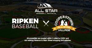 a flyer for a baseball game with a map at The Main Lineup 2 - All Star Baseball Rentals in Oneonta +5 photos