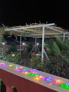eine beleuchtete Lichterkette vor einem Gebäude in der Unterkunft SUD-EST palace in Aït Igad + 14 Fotos