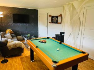een woonkamer met een pooltafel bij JOlster apartaments in Årdal