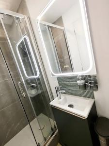 a bathroom with a sink and a shower at Joli studio à Aix-en-Provence in Aix-en-Provence +31 photos