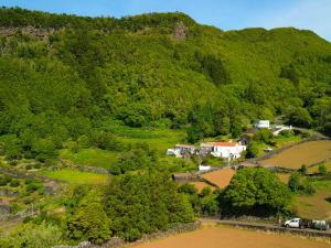 an aerial view of a village on a mountain at Casa das Duas Ribeiras in Lajes do Pico +11 photos
