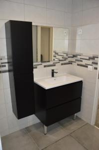 a bathroom with a sink and a mirror at Logement 4 personnes Sainte-Florine in Sainte-Florine +26 photos