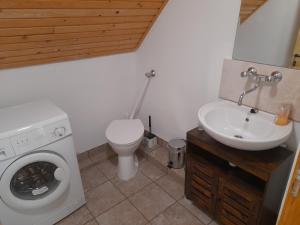 Koupelna v ubytování Ház a tónál szelid