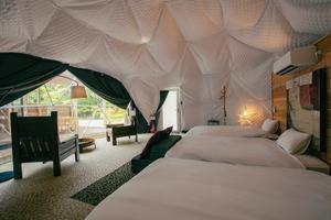 a bedroom with three beds and a tent at Yura Green - Vacation STAY 73979v in Yura