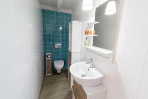 une salle de bain avec un lavabo et des toilettes dans l'établissement BIOMA Adega - Escala Gourmet, à Calheta de Nesquim 14 autres photos