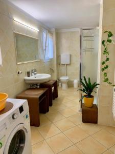 a bathroom with a sink and a washing machine at La Casa di Katia in Mantova