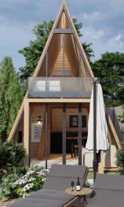 a rendering of a house with a triangular roof at Cabanas Farol in Pântano Grande