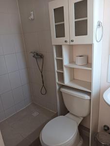 a bathroom with a toilet and a shower at Casa Acquarella in Viña del Mar
