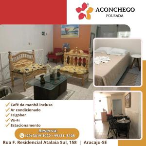 a collage of a room with a bed and a table at Pousada Aconchego in Aracaju