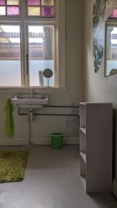 a bathroom with a sink and a window at Ranfurly Green Hostel in Ranfurly