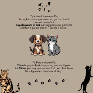 a picture of three cats and a dog at ComeCasa San Secondo White in Asti