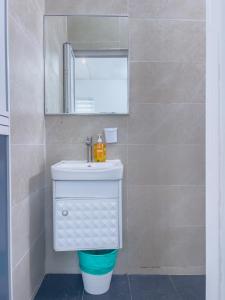 a bathroom with a sink and a mirror at Tanjung Bungah Holiday Home 4BR 20Pax 6Carpark in Tanjung Bungah